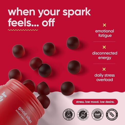 Good Vibes Daily Mood & Intimacy Support Gummies for Women and Men w/Clinically-Studied Saffron, Maca Root, S7 Nitric Oxide Complex & Ashwagandha – Wild Berry Flavor (60 Count) in Kuwait