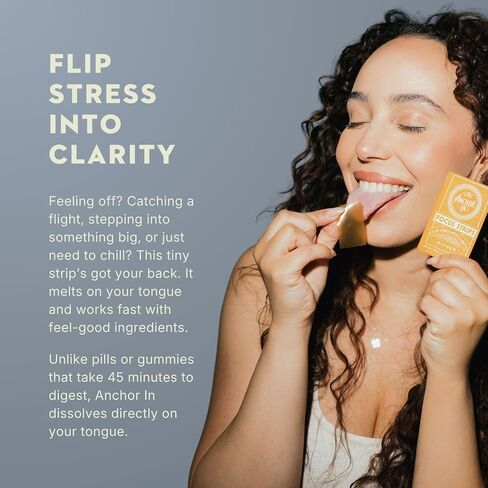 Calm + Focus Dissolvable Strips with L-Theanine, Magnesium & Ashwagandha Supplement-Travel Essentials for Stress Relief, Brain Support for Memory & Focus, Super Calm Support- Berry- 30ct in Kuwait