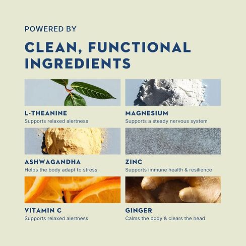 Calm + Focus Dissolvable Strips with L-Theanine, Magnesium & Ashwagandha Supplement-Travel Essentials for Stress Relief, Brain Support for Memory & Focus, Super Calm Support- Berry- 30ct in Kuwait