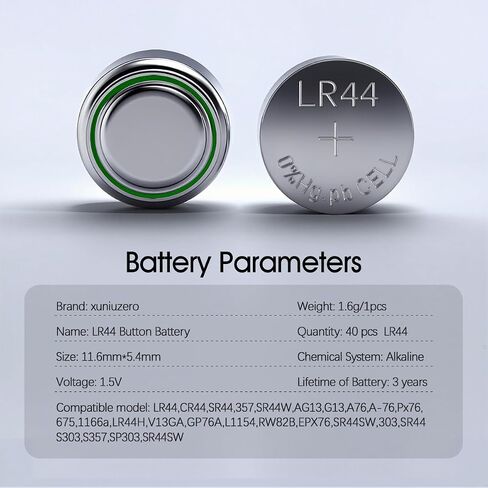 LR44 Batteries 40 Count, High Capacity AG13 357 303 SR44 L1154F A76 Premium Alkaline Battery 1.5V Button Coin Cell Batteries in Kuwait
