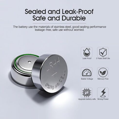LR44 Batteries 40 Count, High Capacity AG13 357 303 SR44 L1154F A76 Premium Alkaline Battery 1.5V Button Coin Cell Batteries in Kuwait