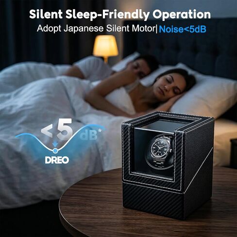 Single Watch Winder, Automatic Watch Winder Box with Japanese Quiet Motor USB-C, Anti-Magnetic Watch Case in Black Carbon Fiber Leather, Gift for Men Collectors Lovers in Kuwait