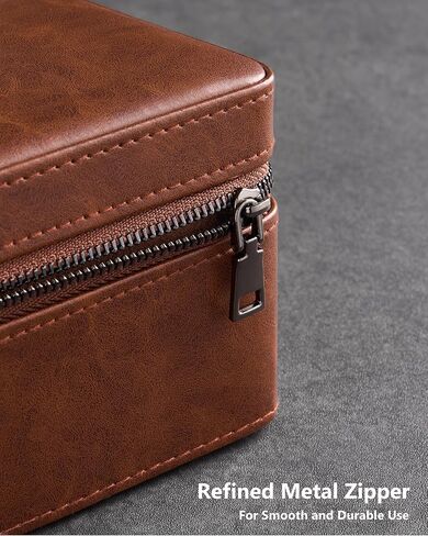 ProCase 2-Slot Watch Travel Case for Men, PU Leather Portable Watch Holder, Compact Small Carrying Storage Box for Luxury Watches & Smartwatches with Jewelry Compartment, Fathers Day Gift -Brown in Kuwait