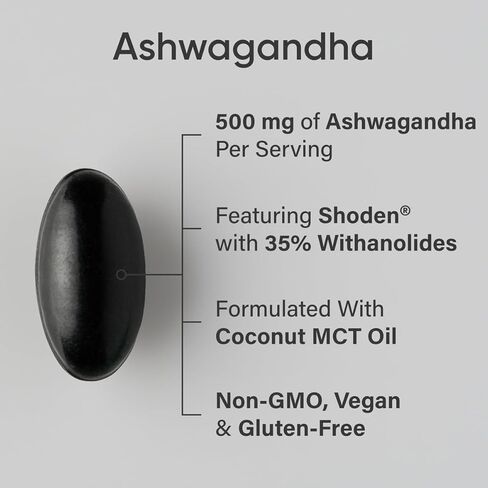 Sports Research® Ashwagandha Softgels with Coconut MCT Oil - Natural Ayurvedic Adaptogen Made with Shoden® Ashwa for Relaxation, Calm & Sleep Support - Gluten Free & Vegan Friendly - 120 Count in Kuwait