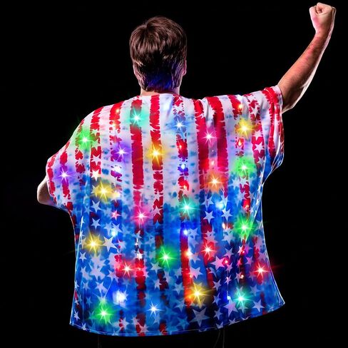 Janmercy Light up Women American Flag Kimono Cover up Patriotic USA 4th of July Kimono Cardigan 250th Anniversary Swimsuit Beach Cover up with LED for Celebration Party(Batteries Not Included) in Kuwait