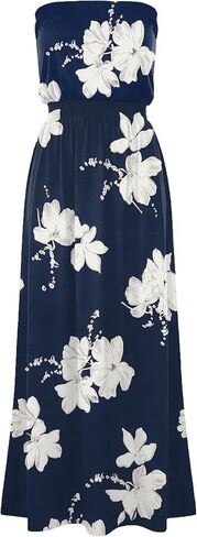 SAUKOLE Summer Dresses for Women Strapless Bandeau Tube Cover Up Beach Dress Casual Elastic Waist Flowy Maxi Dress in Kuwait