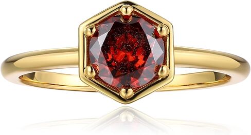LEMON GRASS Dainty Baguette CZ Ring for Women – 18K Gold Plated Sterling Silver 925 Bezel Set Cubic Zirconia Solitaire | Thin Stackable Promise Ring | Minimalist Engagement Style Band in Kuwait