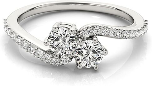 14k White Gold Round-Cut Two-Stone Diamond Ring (3/4 cttw, J-K, I1-I2) Size 4-9 in Saudi Arabia