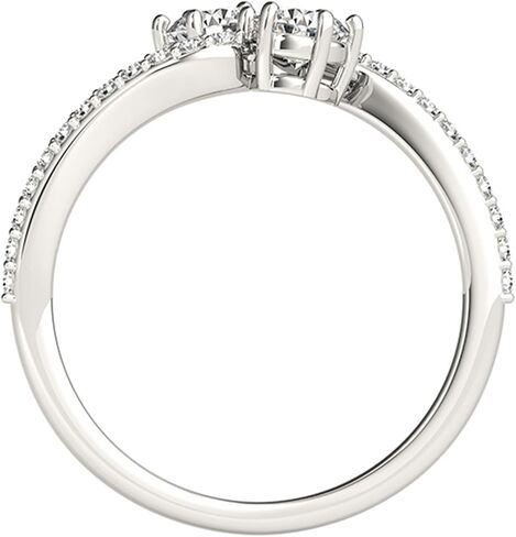 14k White Gold Round-Cut Two-Stone Diamond Ring (3/4 cttw, J-K, I1-I2) Size 4-9 in Saudi Arabia