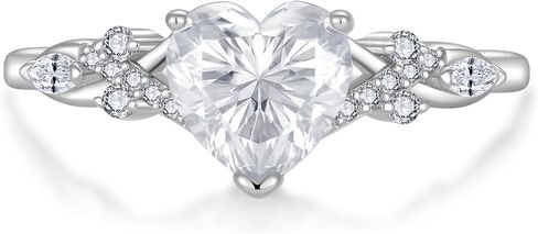 Moissanite Engagement Ring 1.2CT D Color VVS1 Clarity Heart Shaped 925 Sterling Silver Rings Bridal Wedding Promise Ring Infinity Love Jewelry for Women with Certificate Size 5-10 in Saudi Arabia