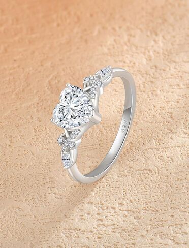 Moissanite Engagement Ring 1.2CT D Color VVS1 Clarity Heart Shaped 925 Sterling Silver Rings Bridal Wedding Promise Ring Infinity Love Jewelry for Women with Certificate Size 5-10 in Saudi Arabia