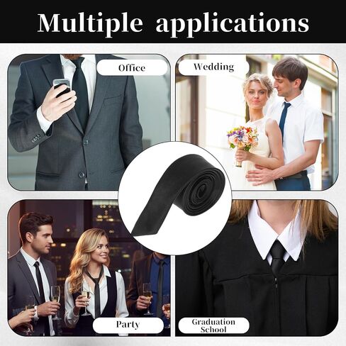 Andibro Skinny Black Tie, Black Skinny Tie for Women & Men, 57 Inch Satin Necktie with Adjustable Zipper, Formal Business Wedding Accessory in Kuwait