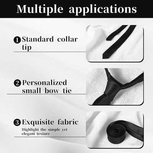 Andibro Skinny Black Tie, Black Skinny Tie for Women & Men, 57 Inch Satin Necktie with Adjustable Zipper, Formal Business Wedding Accessory in Kuwait
