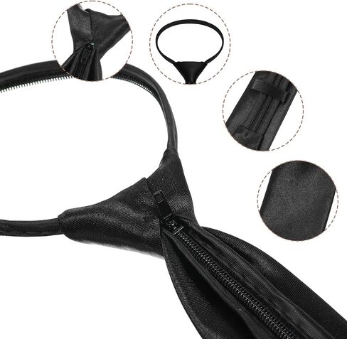 2PCS Skinny Black Tie, Pre Tied Adjustable Zipper Ties 2.2in Zipper Necktie for Women Pre-tied Solid Color Neck Tie for Business Uniforms in Kuwait
