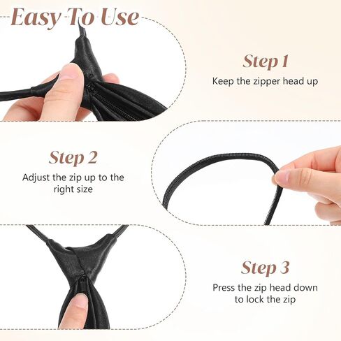 2PCS Skinny Black Tie, Pre Tied Adjustable Zipper Ties 2.2in Zipper Necktie for Women Pre-tied Solid Color Neck Tie for Business Uniforms in Kuwait