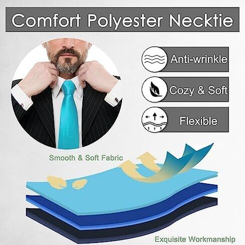 3.15" Classic Solid Satin Mens Tie Business Casual Neckties for Husband Family in Kuwait