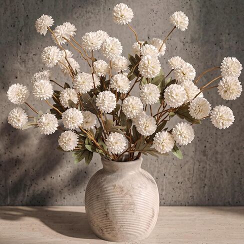 5 قطع من CEWOR من الحرير الصناعي من الزهور الاصطناعية للمزهرية، وفروع الأقحوان المزيفة السائبة مع سيقان لباقة ديكور مركزية وترتيبات زهور الزفاف (بيج) in Saudi Arabia