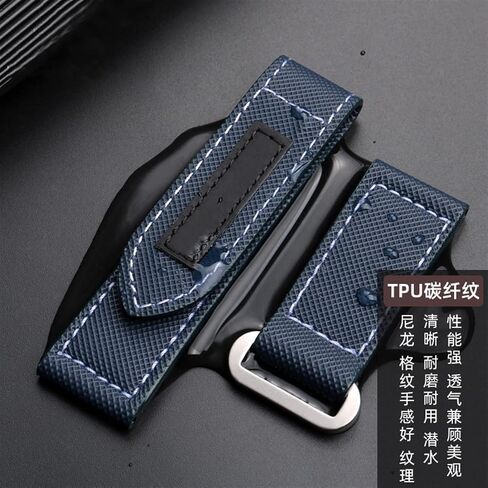 Carbon Fiber Check Nylon Canvas Strap For Panerai Lumino PAM01118 01661 Waterproof Watchband Bracelet 24mm Black Blue in Saudi Arabia