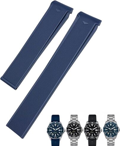 20mm 22mm Rubber Silicone Watch Strap Black Blue Brown Watch Bands for Tag Heuer Carrera AQUARACER F1 Diving Waterproof Bracelet (Color : Black Black, Size : 20mm) in Saudi Arabia