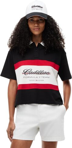 Tommy Hilfiger Women's F1 Boxy Script Short Sleeve Polo in Kuwait