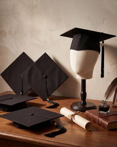JenPen 8 Pcs Black Graduation Caps for Long Hair No Slip Graduation Cap with Built-in Hair Secure Clips Stays in Place Mortarboard for Women 2026 Graduates Ceremony Photos in Kuwait