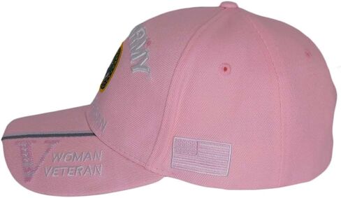 Trade Winds US Army Emblem Woman Veteran V Pink Shadow Acrylic Embroidered Hat Cap - Officially Licensed in Kuwait