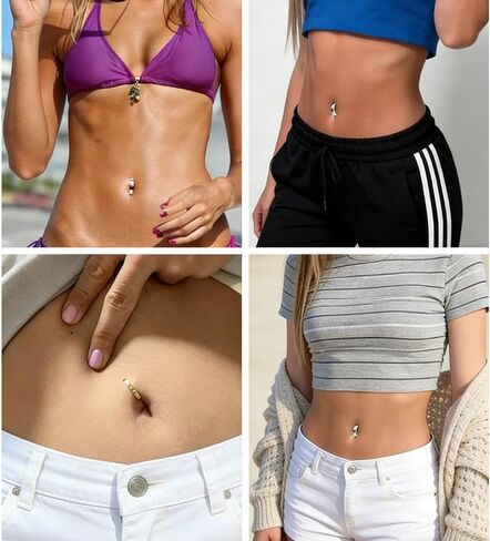 4Pcs Silver Gold belly button ring for women jewelry stainless Steel Body Piercing Barbells belly piercing kit in Saudi Arabia