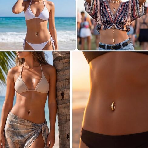 4Pcs Silver Gold belly button ring for women jewelry stainless Steel Body Piercing Barbells belly piercing kit in Saudi Arabia