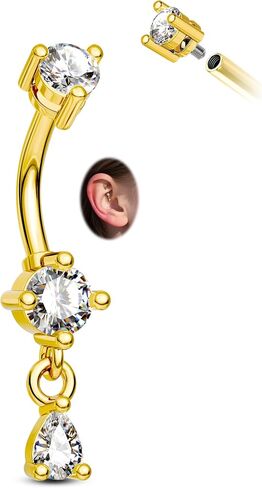 CM Crareesi Mania Rook Piercing Jewelry 16G Dangle Rook Earrings 316L Surgical Steel Curved Barbellls Eyebrow Rings Internally Threaded Tiny Rook Barbells in Kuwait