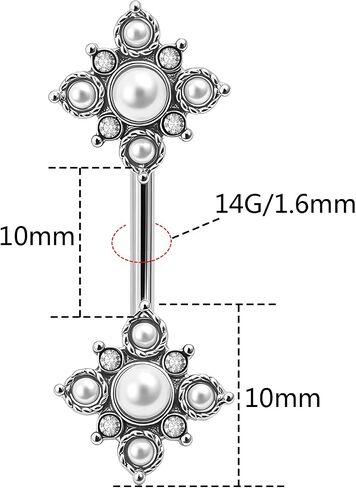 VERAMI 14G خاتم على شكل زر للبطن، حلقة مزدوجة للسرة 316L من الفولاذ المقاوم للصدأ خاتم للبطن للنساء in Kuwait