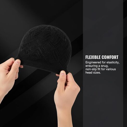 Kufi Hats for Men, 4-Pack Muslim Crochet Caps, 100% Breathable Skull Beanies for Men, Includes Gray, Black, Brown, White, Handicraft Taqiyah for Thobe in Saudi Arabia