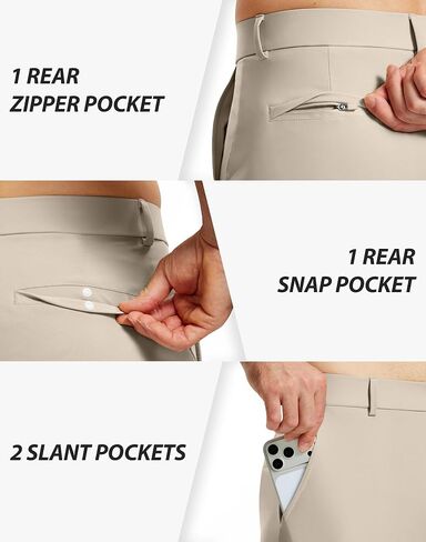 Mens Golf Dress Pants 28" 30" Skinny Fit Tapered Slim Stretch Lightweight Quick Dry Chino with Pockets for Work Casual in Saudi Arabia