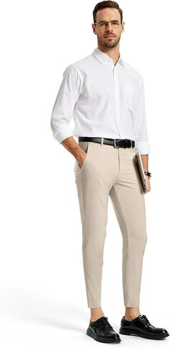 Mens Golf Dress Pants 28" 30" Skinny Fit Tapered Slim Stretch Lightweight Quick Dry Chino with Pockets for Work Casual in Saudi Arabia