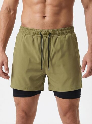 Men's 2-in-1 Swim Trunks Quick Dry Athletic Board Shorts for Beach Surfing Breathable in Kuwait