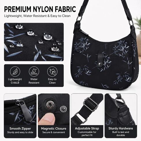 Shoulder Bag for Women, Nylon Tote Handbag Crossbody Purse with Detachable Strap, Lightweight Travel Satchel in Kuwait