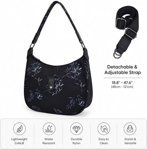 Shoulder Bag for Women, Nylon Tote Handbag Crossbody Purse with Detachable Strap, Lightweight Travel Satchel in Kuwait