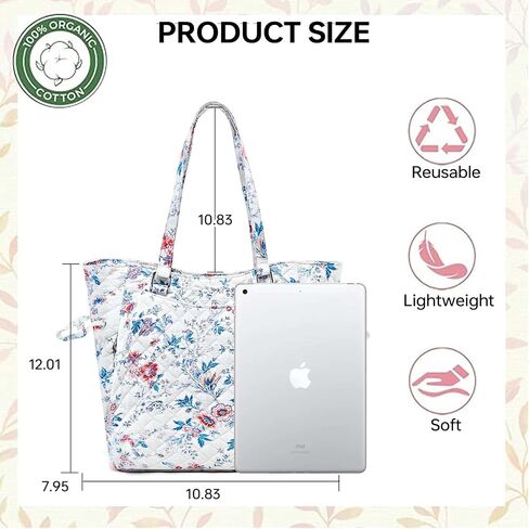 GEMIU Women Large Travel Tote Bag Premium Cotton Satchel Purse Lightweight Cotton and Microfiber Fabrics in Kuwait