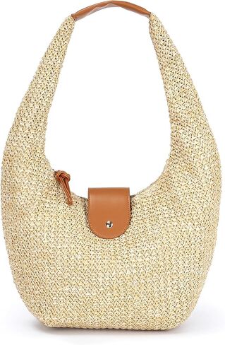 Herald Straw Woven Hobo Shoulder Purse for Women, Medium Summer Beach Raffia Bag Satchel Handbag Tote for Vacation in Saudi Arabia