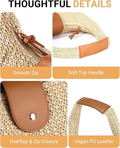 Herald Straw Woven Hobo Shoulder Purse for Women, Medium Summer Beach Raffia Bag Satchel Handbag Tote for Vacation in Saudi Arabia