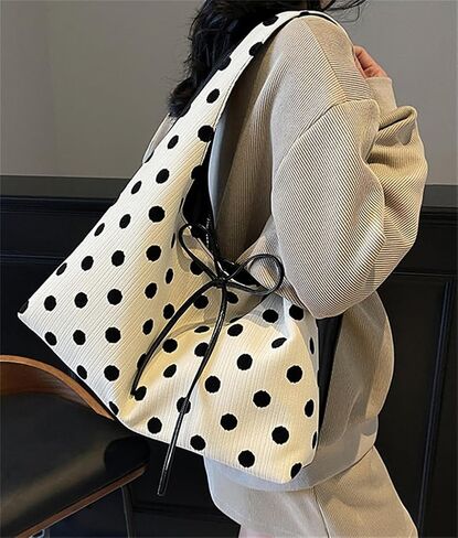 Polka Dot Tote Bag for Women Bow Tie Hobo Bags for Women Slouchy Tote Purse Large Shoulder Handbag Satchel for Travel Work in Kuwait