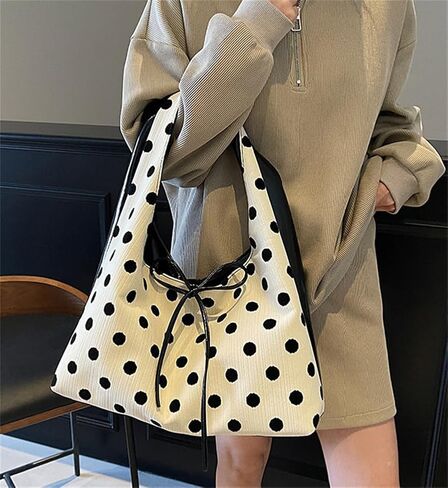 Polka Dot Tote Bag for Women Bow Tie Hobo Bags for Women Slouchy Tote Purse Large Shoulder Handbag Satchel for Travel Work in Kuwait