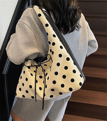 Polka Dot Tote Bag for Women Bow Tie Hobo Bags for Women Slouchy Tote Purse Large Shoulder Handbag Satchel for Travel Work in Kuwait