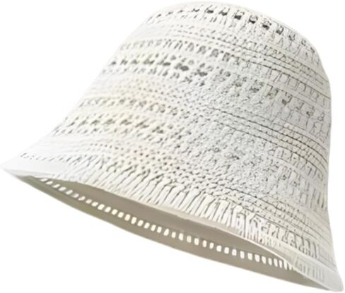 Bucket Hat for Women Knit Sun Hat Hollow Out Stylish Fisherman Cap One Size Travel Beach Headwear Beige Summer Accessories in Kuwait
