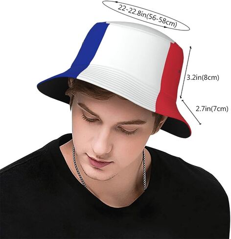 أزياء فرنسا العلم الفرنسي العلم دلو القبعات قبعة الشمس قبعة Packable في الهواء الطلق صياد قبعة للنساء الرجال in Kuwait