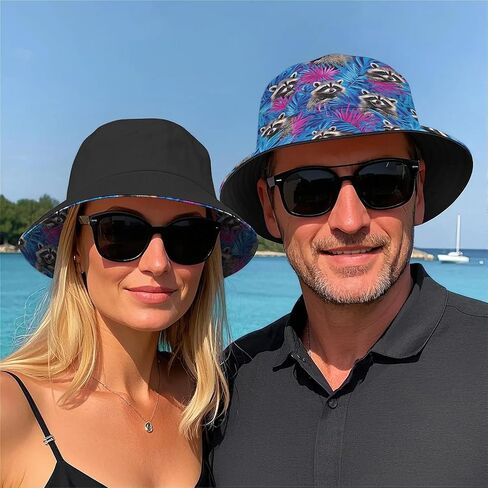 Amasnay Funny Bucket Hat Cotton Double-Side-Wear Reversible Sun Hat for Women Men, Summer Vacation Travel Beach Fisherman Hat in Saudi Arabia
