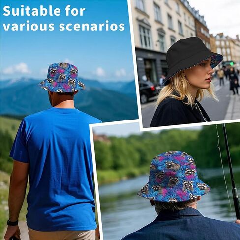 Amasnay Funny Bucket Hat Cotton Double-Side-Wear Reversible Sun Hat for Women Men, Summer Vacation Travel Beach Fisherman Hat in Saudi Arabia