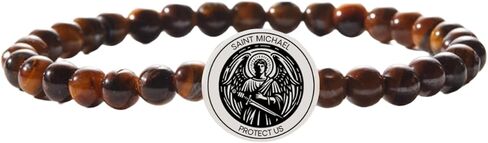 Holy Water Men's Saint Michael Bracelet in Tigers Eye in Saudi Arabia