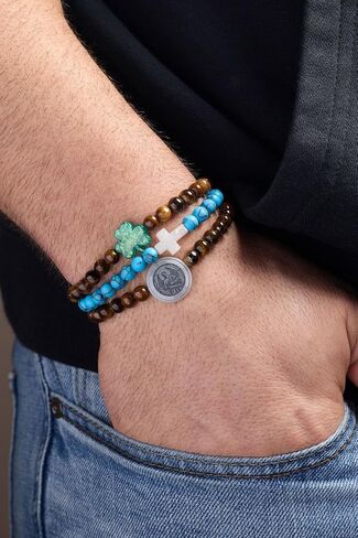 Holy Water Men's Saint Michael Bracelet in Tigers Eye in Saudi Arabia