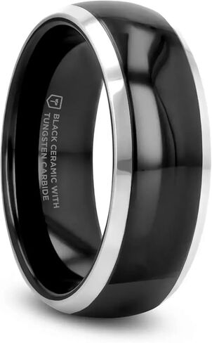 CARRERA Domed Black Ceramic and Tungsten Wedding Band -Size in Kuwait