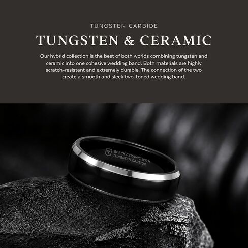 CARRERA Domed Black Ceramic and Tungsten Wedding Band -Size in Kuwait